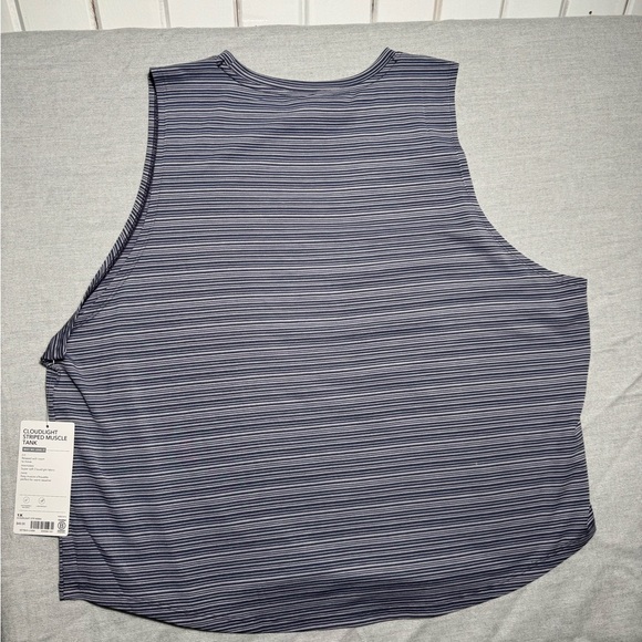 Athleta Navy Striped Muscle Tee - Picture 2 of 7